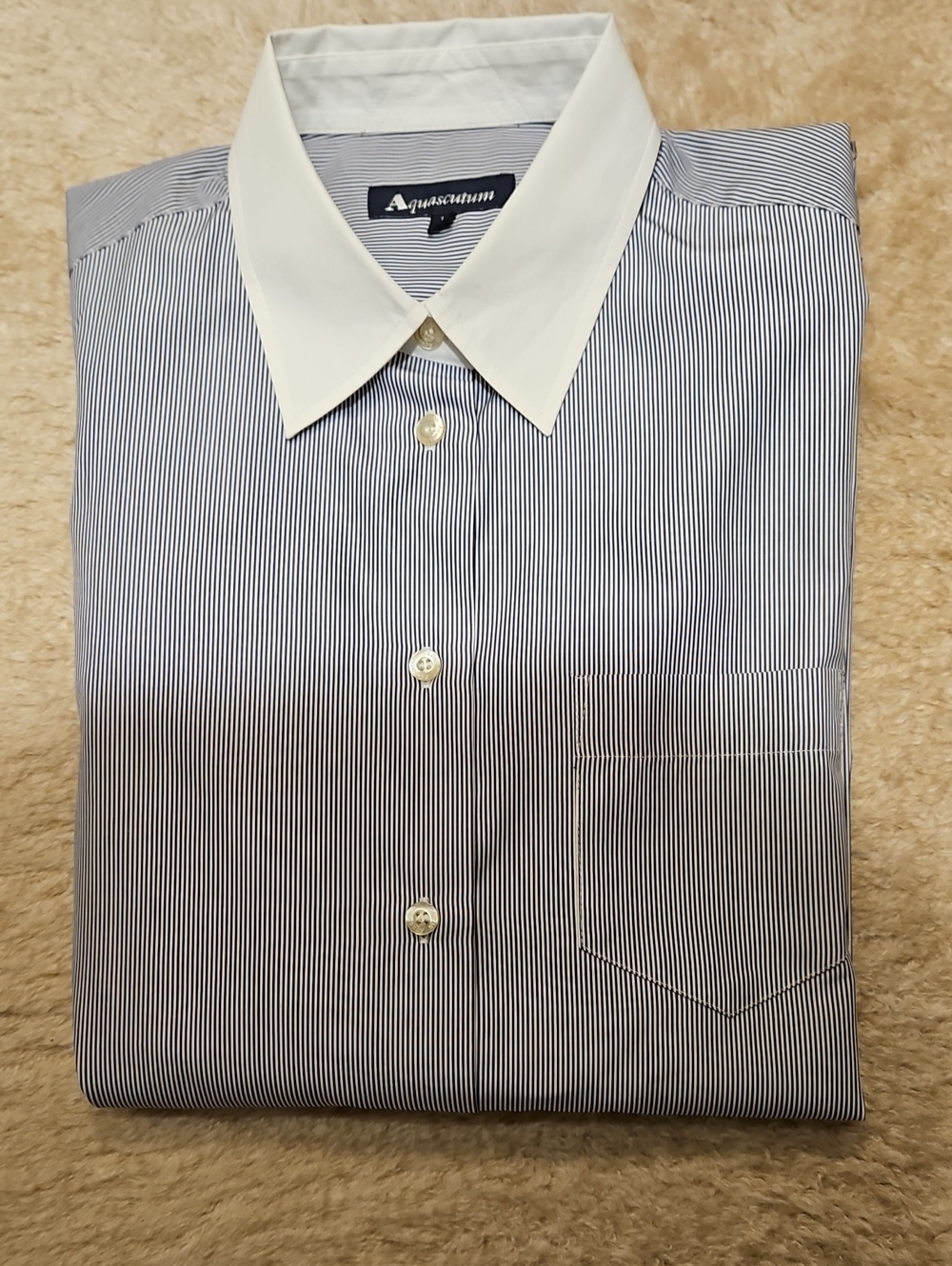 WOMENS AQUASCUTUM BLUE/WHITE PINSTRIPE BLOUSE  SIZE LARGE
